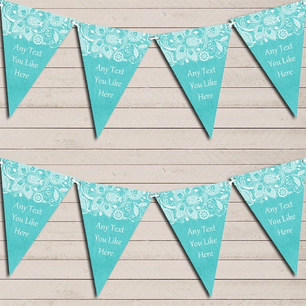 Burlap & Lace Aqua Green Retirement Bunting Garland Party Banner