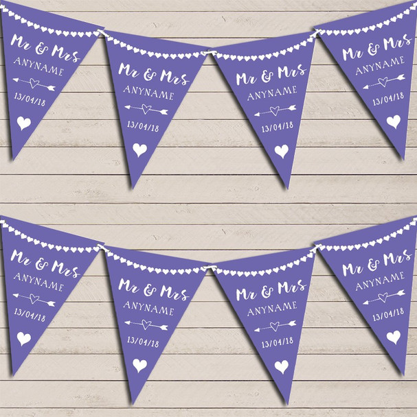 Heart Garland Mr & Mrs Lavender Wedding Day Married Bunting Garland Party Banner