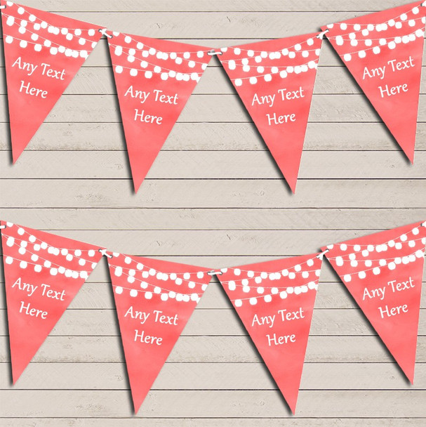 Dark Coral Watercolour Lights Wedding Day Married Bunting Garland Party Banner