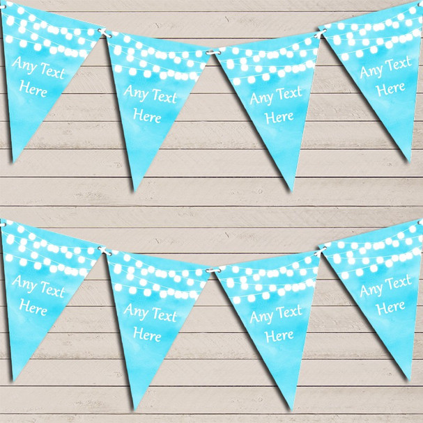 Aqua Blue Watercolour Lights Wedding Day Married Bunting Garland Party Banner