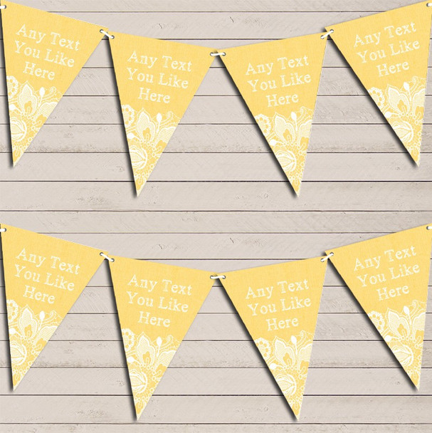 Yellow Burlap & Lace Wedding Day Married Bunting Garland Party Banner