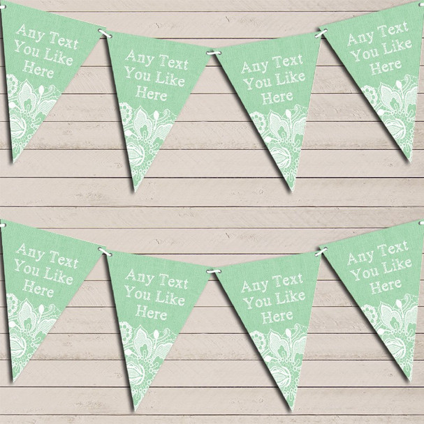 Green Burlap & Lace Wedding Day Married Bunting Garland Party Banner