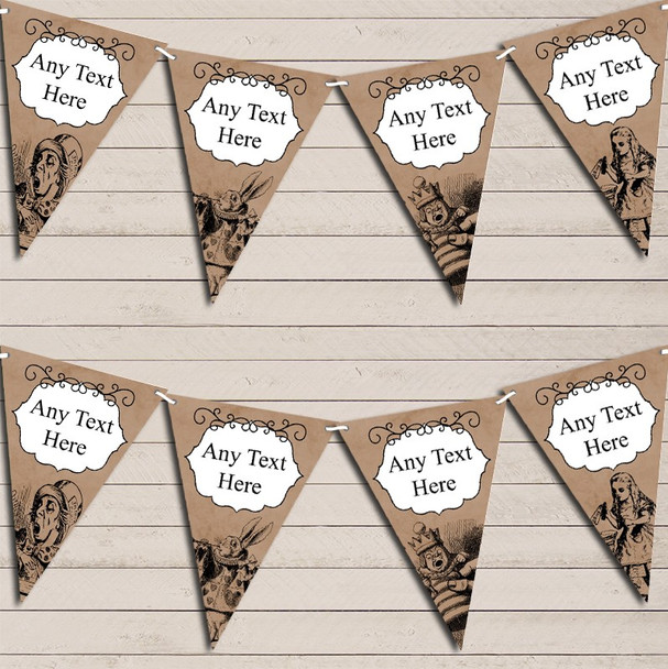 Mad Hatters Tea Party Alice In Wonderland Vintage Personalised Birthday Bunting