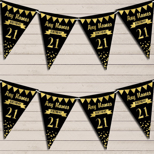 Any Age Birthday 18Th 21st 30th 40th 50th 60th Black & Gold Birthday Bunting