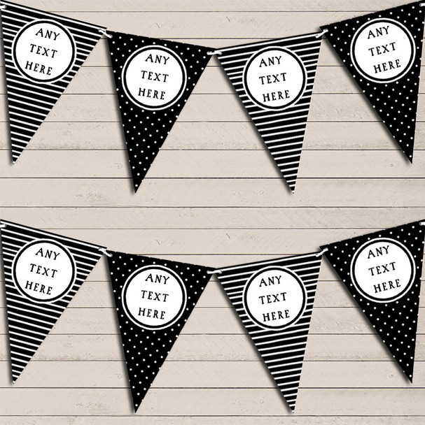 Stripes & Polka Dot Black & White Personalised Birthday Bunting