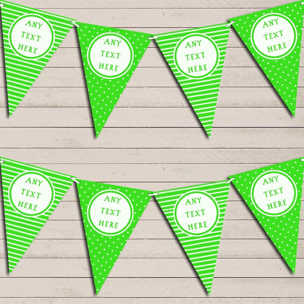 Stripes & Polka Dot Bright Green Personalised Birthday Bunting