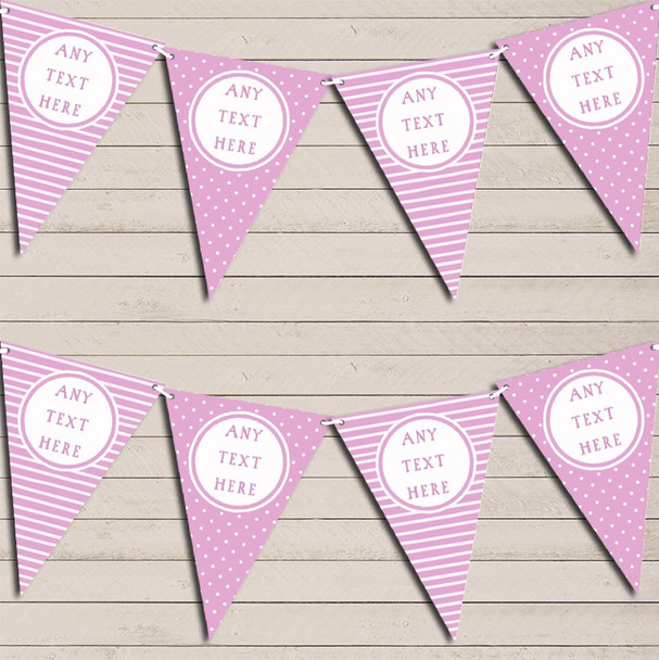 Stripes & Polka Dot Dusky Baby Pink Personalised Birthday Bunting