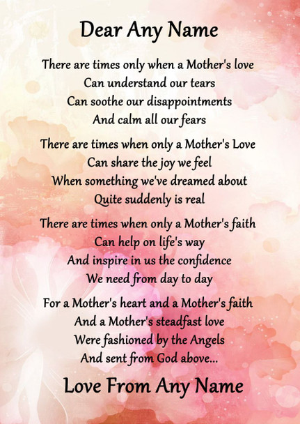 Pink Floral A Mothers Faith Personalised Poem Certificate