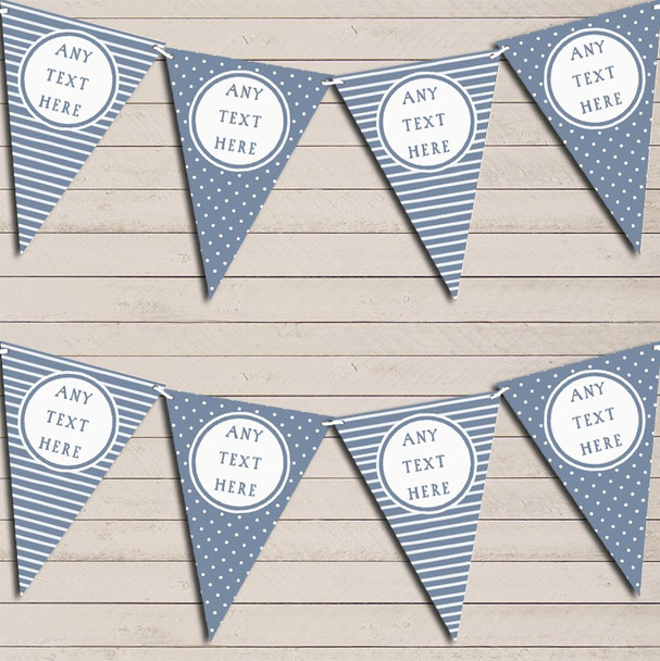 Stripes & Polka Dot Dusky Powder Blue Personalised Birthday Bunting