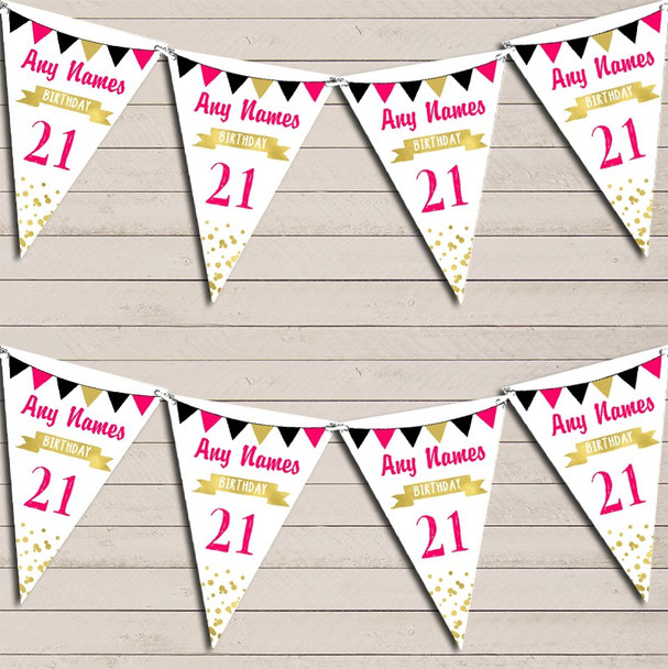 Any Age Birthday 18Th 21st 30th 40th 50th 60th Pink Gold Black Birthday Bunting