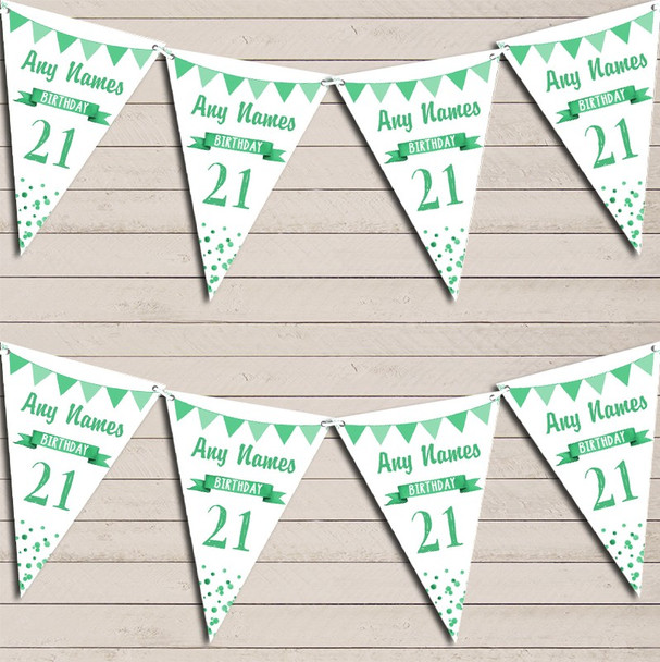 Any Age Birthday 18Th 21st 30th 40th 50th 60th Teal Green Birthday Bunting