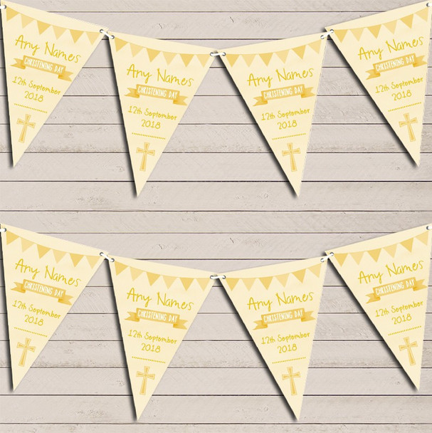 Yellow Watercolour Banner Christening Day Personalised Christening Bunting