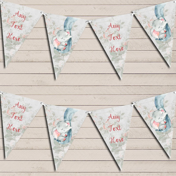 Baby Elephant In Trunk Personalised Christening Bunting