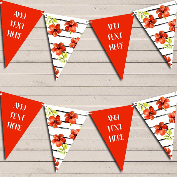 Tropical Floral Hawaiian Beach Lei Luau Orange Personalised Hen Do Party Bunting