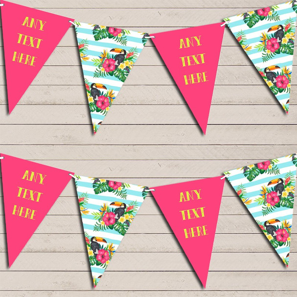 Tropical Floral Hawaiian Beach Party Luau Blue Personalised Hen Do Party Bunting