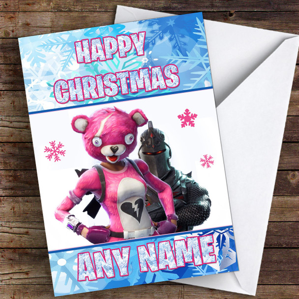 Cuddle Team Leader Black Knight Fortnite Personalised Children's Christmas Card