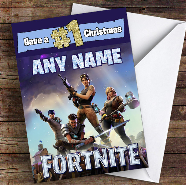 Fortnite Number 1 Christmas Personalised Children's Christmas Card
