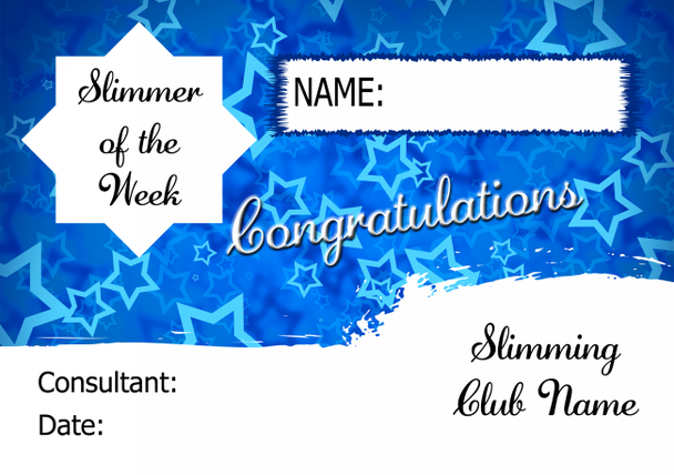 Blue Stars Slimmer Of The Month Personalised Diet Certificate