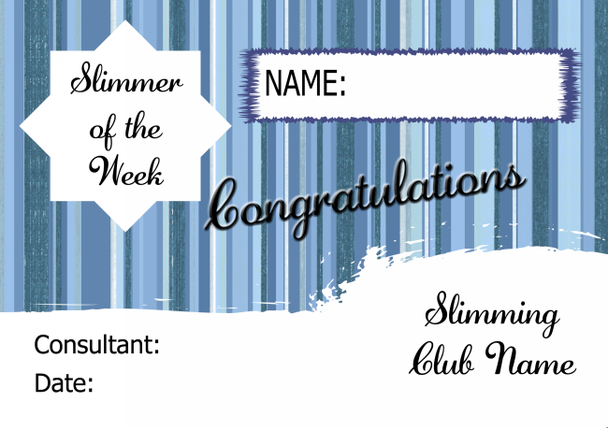 Blue Stripe Slimmer Of The Month Personalised Diet Certificate