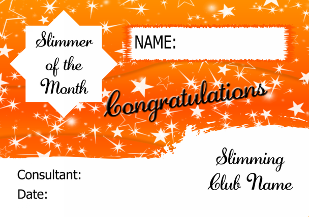 Orange Horizon Slimmer Of The Week Personalised Diet Certificate