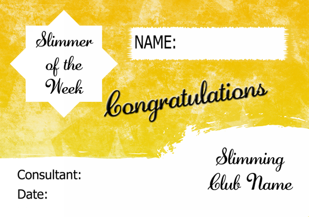 Yellow Stars Slimmer Of The Month Personalised Diet Certificate