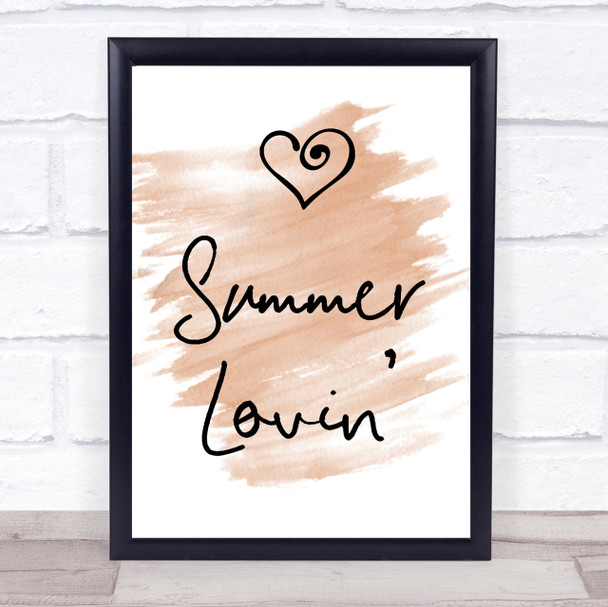 Watercolour Grease Summer Lovin' Song Lyric Quote Print