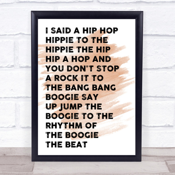 Watercolour White & Black I Said Hip Hop Rappers Delight Song Lyric Quote Print