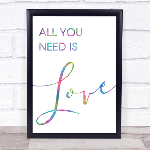 Rainbow Beatles All You Need Is Love Song Lyric Quote Print