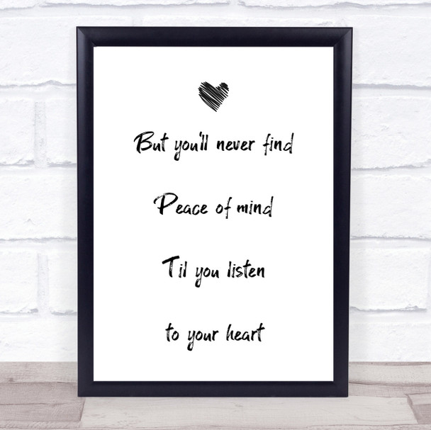 George Michael Kissing A Fool Peace Of Mind Song Lyric Quote Print