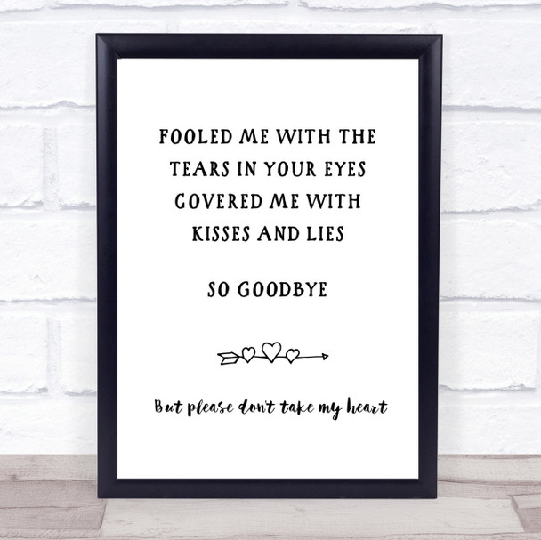 George Michael Kissing A Fool Song Lyric Quote Print