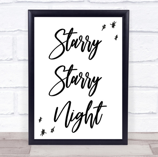 Vincent Starry Starry Night Song Lyric Quote Print