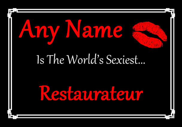 Restaurateur Personalised World's Sexiest Certificate