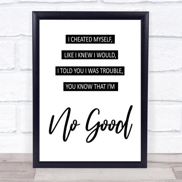 Amy Winehouse You Know I'm No Good Song Lyric Print