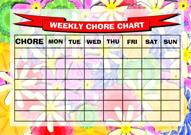 Weekly Chore Rota Task Reward Chart Flowers