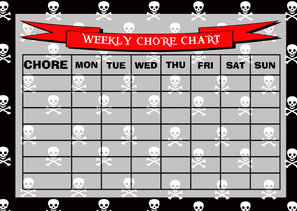 Weekly Chore Rota Task Reward Chart Pirate