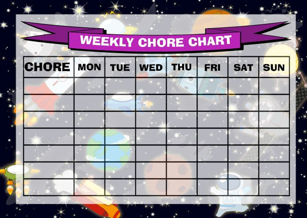 Weekly Chore Rota Task Reward Chart Space