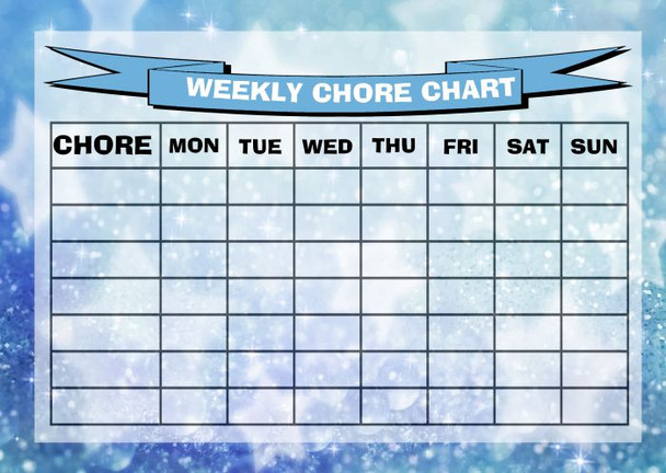 Weekly Chore Rota Task Reward Chart Stars Blue