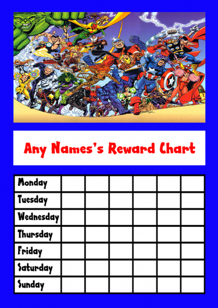 Avengers Star Sticker Reward Chart