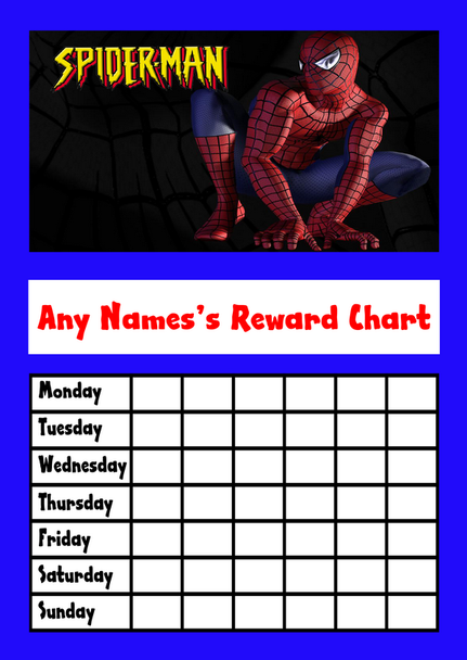 Blue Spiderman Star Sticker Reward Chart