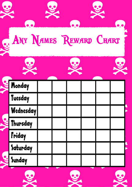Pink Skull & Crossbones Pirate Star Sticker Reward Chart