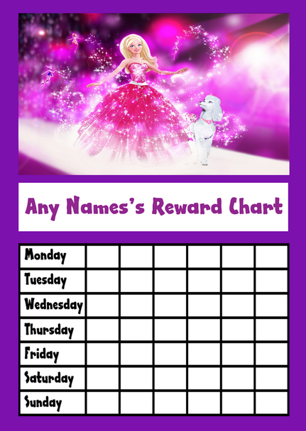 Purple Barbie Star Sticker Reward Chart