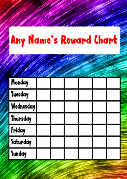 Rainbow Colours Star Sticker Reward Chart