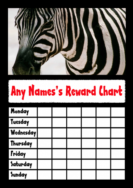 Zebra Star Sticker Reward Chart