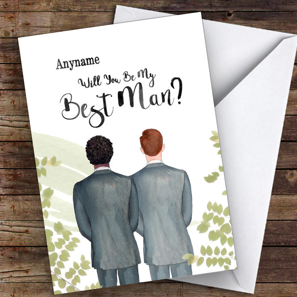 Curly Black Hair Ginger Hair Will You Be My Best Man Personalised Wedding Card