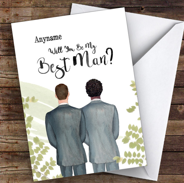 Brown Hair Curly Black Hair Will You Be My Best Man Personalised Wedding Card