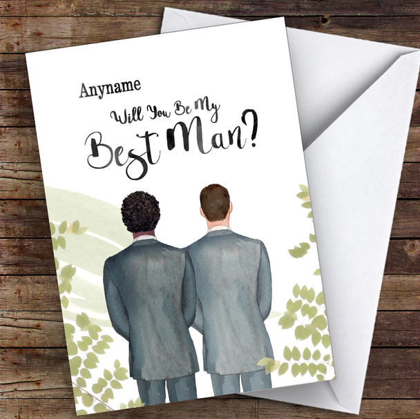 Curly Black Hair Brown Hair Will You Be My Best Man Personalised Wedding Card