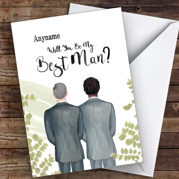 Grey Hair Curly Black Hair Will You Be My Best Man Personalised Wedding Card