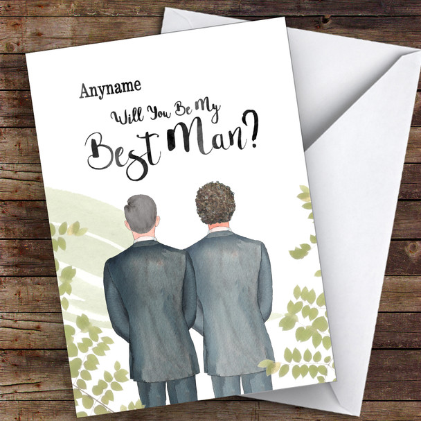 Grey Hair Curly Brown Hair Will You Be My Best Man Personalised Wedding Card