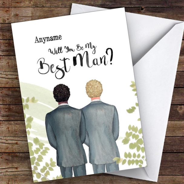 Curly Black Hair Curly Blond Hair Will You Be My Best Man Personalised Wedding Card