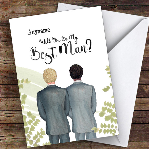 Curly Blond Hair Curly Black Hair Will You Be My Best Man Personalised Wedding Card